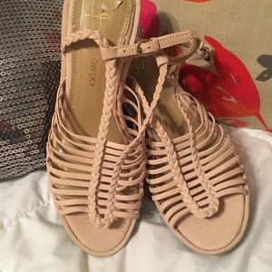 B Markowsky Cream Wedge Sandal